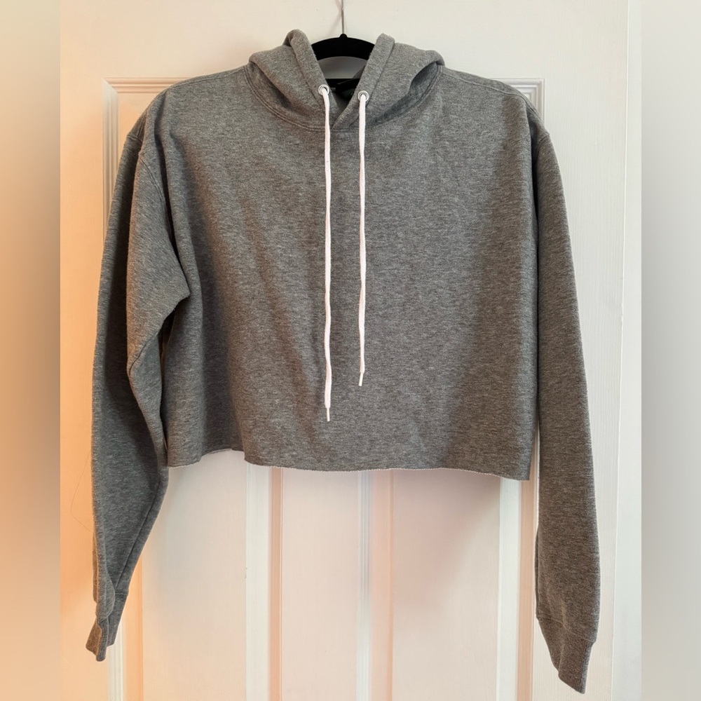 Gray Cropped Hoodie